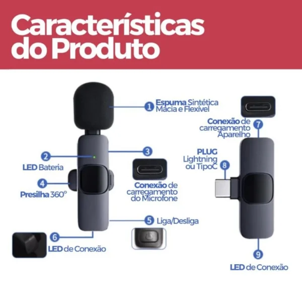 Microfone de Computador Portátil, Sem Fio - Imagem 3